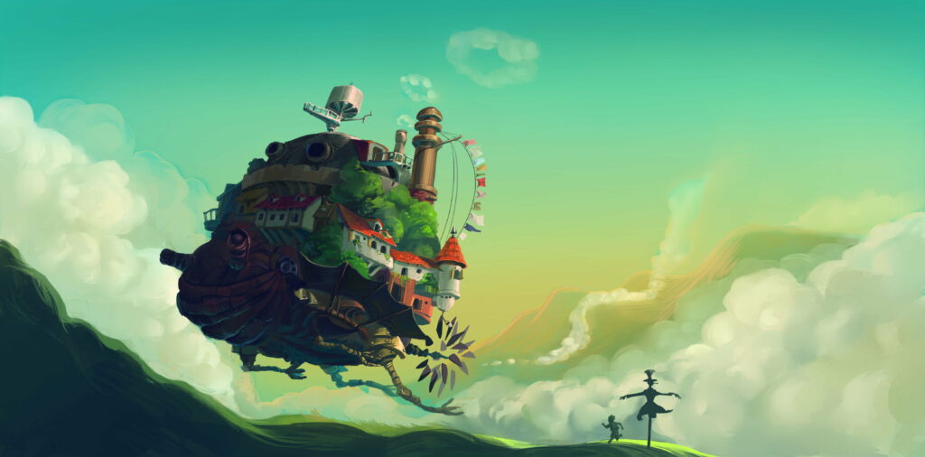 Dreamy HD Artwork: Enchanting Howl's Moving Castle Anime Wallpaper