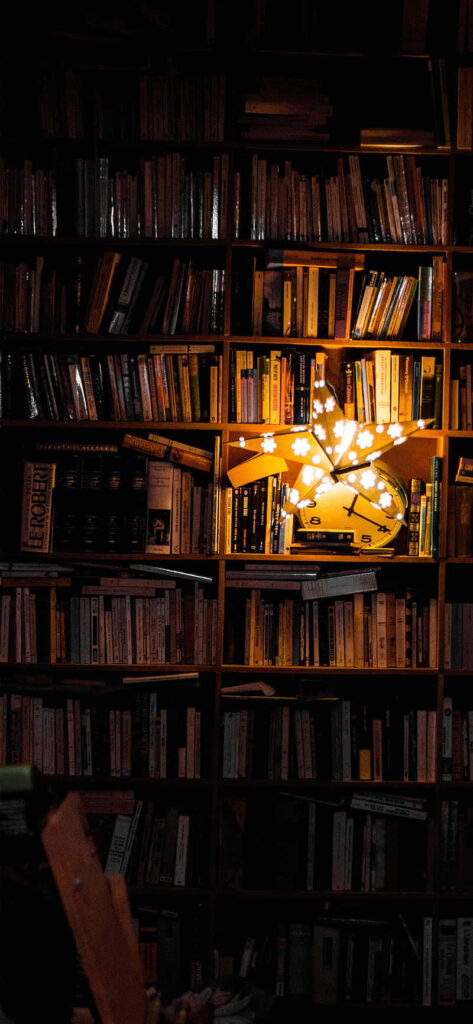 Dark Reading Haven - Home Library Background Photo Wallpaper