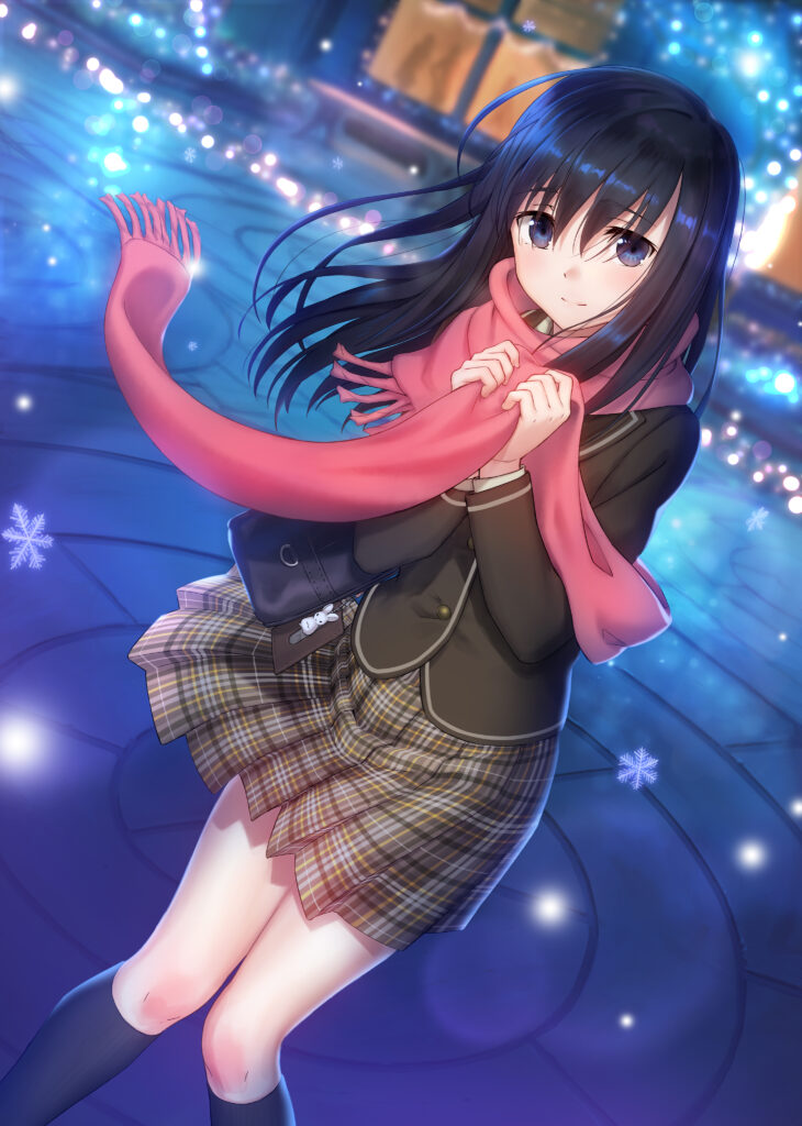 Anime Girl in Winter Wonderland: Cozy Wallpaper 2921x4096