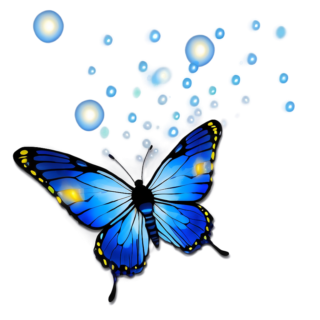 Enchanting Blue Butterfly Glow Wallpaper Against Dark Background