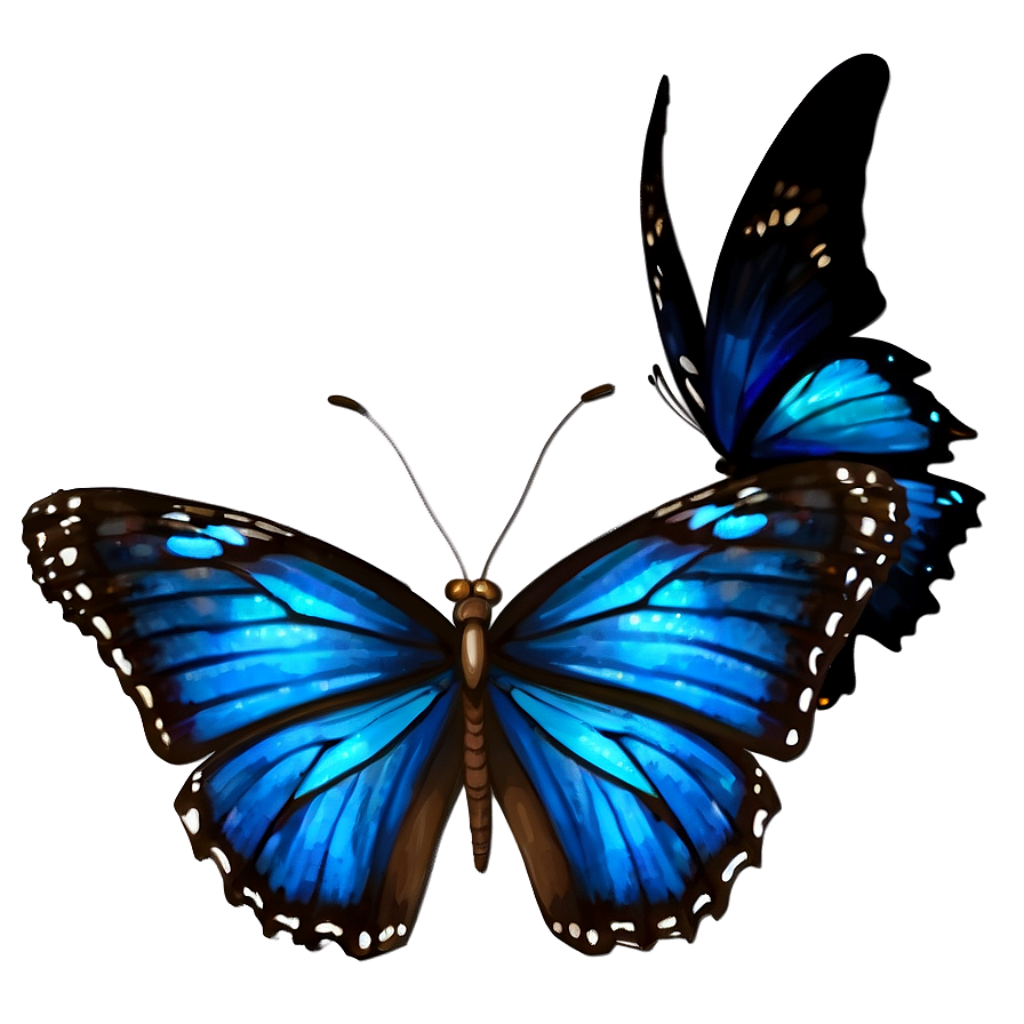 Magical Blue Butterfly Wallpaper with Intricate Patterns on Dark Background
