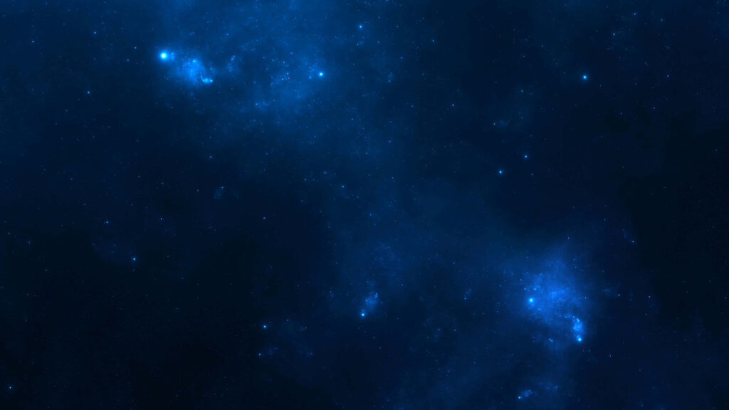 Serene blue nebula wallpaper with glowing stars and cosmic clouds in outer space.