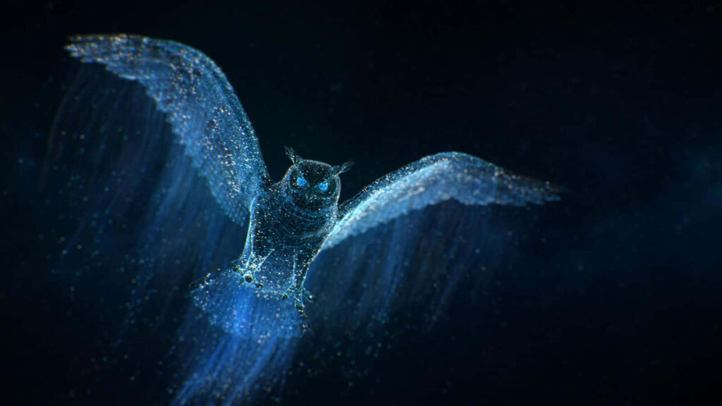 Enchanting Blue Owl Wallpaper: Serene and Mystical Tree Scene