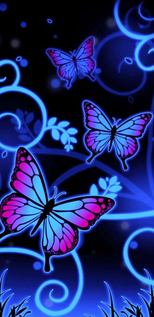Vibrant Blue & Pink Butterfly Wallpaper: Enchanting Floral Aesthetic