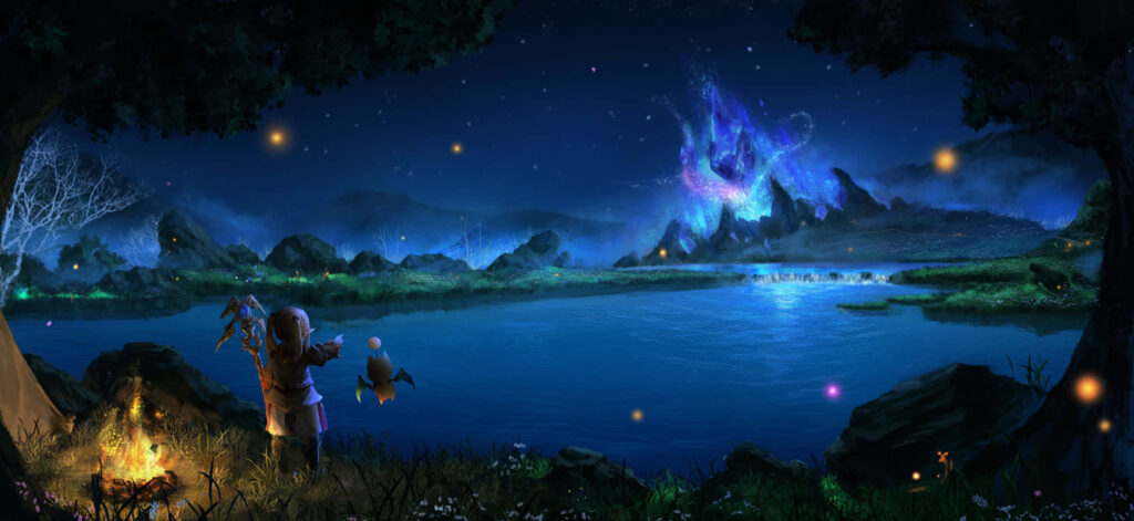 Glimpsing the Radiant Peak Across the Tranquil Lake Wallpaper