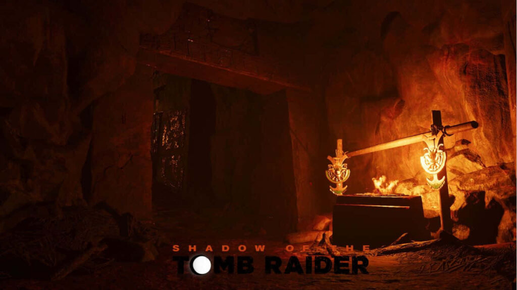 Lost in the Enchanted Cavern: A Captivating 1366x768 Shadow of the Tomb Raider Background Revealing Mysterious Hanging Artifacts Wallpaper