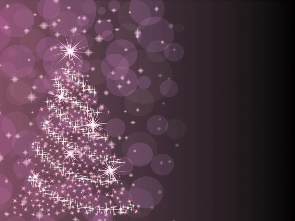 Enchanting Christmas Tree Wallpaper: Sparkling Stars on Purple Background