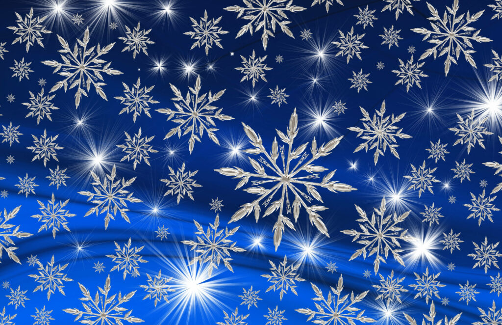 Enchanting Blue Christmas Wallpaper with Intricate Snowflakes