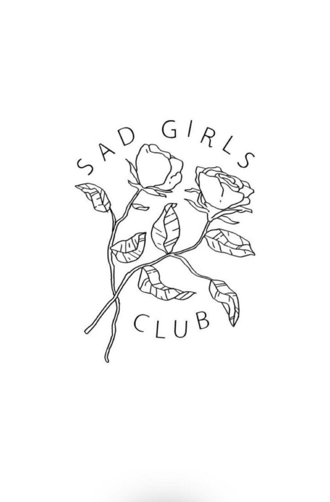 Soulful Floral Encircling sad Girls Club Indication: Chic Wallpaper for Indie Phone Background