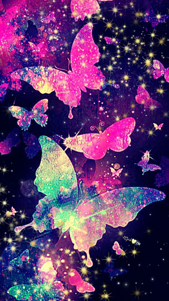 Enchanting Butterfly Wallpaper: Colorful Sparkling Wings & Dreamy Lights