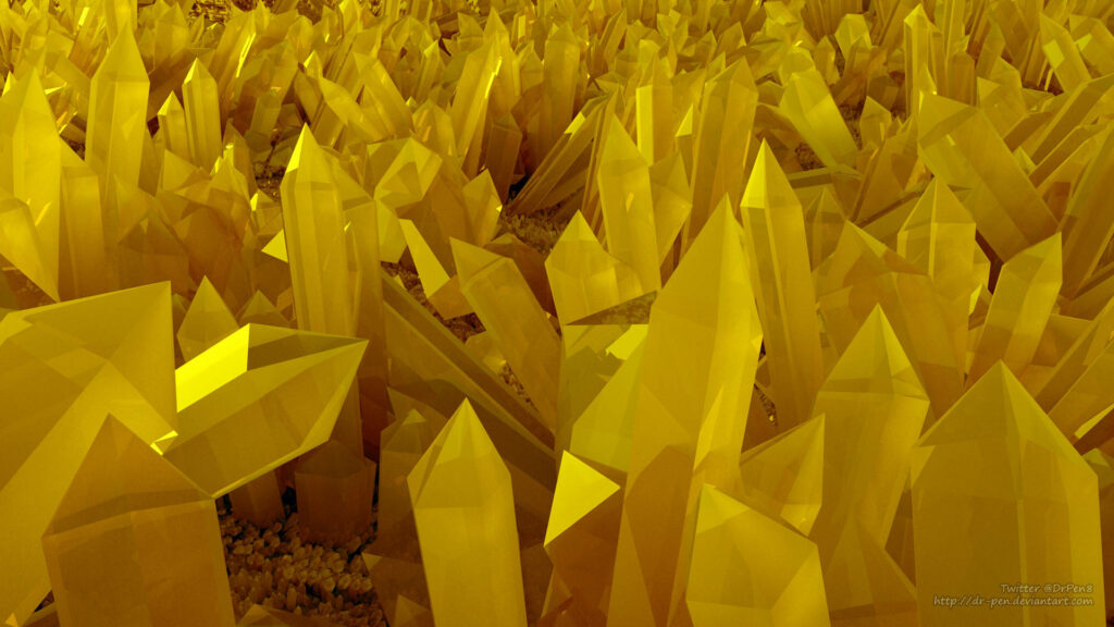 Glimmering Beauty: Mesmerizing 3D Crystal Pattern Radiates an Aesthetic Yellow Glow Wallpaper
