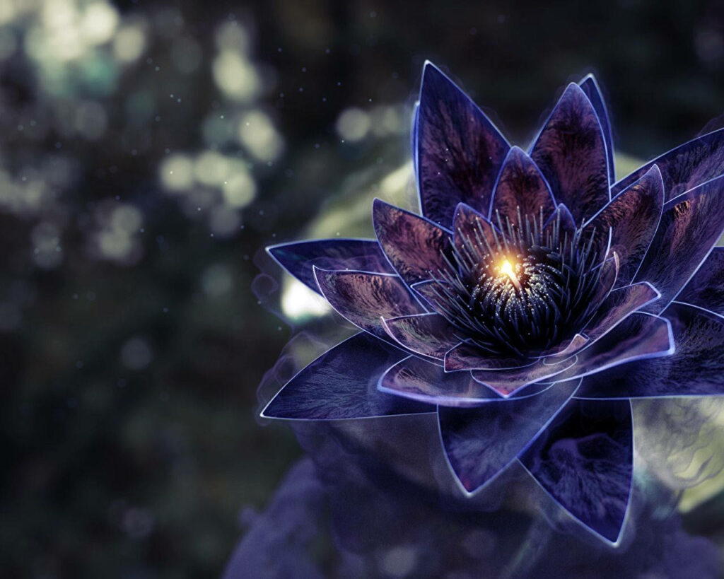 Mystical Lotus Flower Wallpaper: Ethereal Glow & Deep Violet Petals