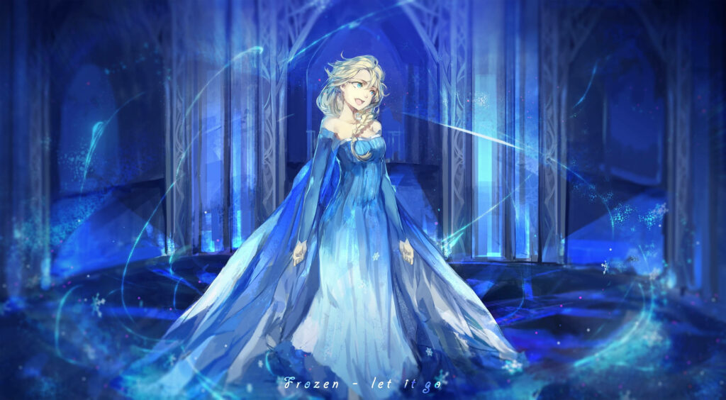 Ethereal Elsa: Singing her heart out in a majestic ice palace Wallpaper