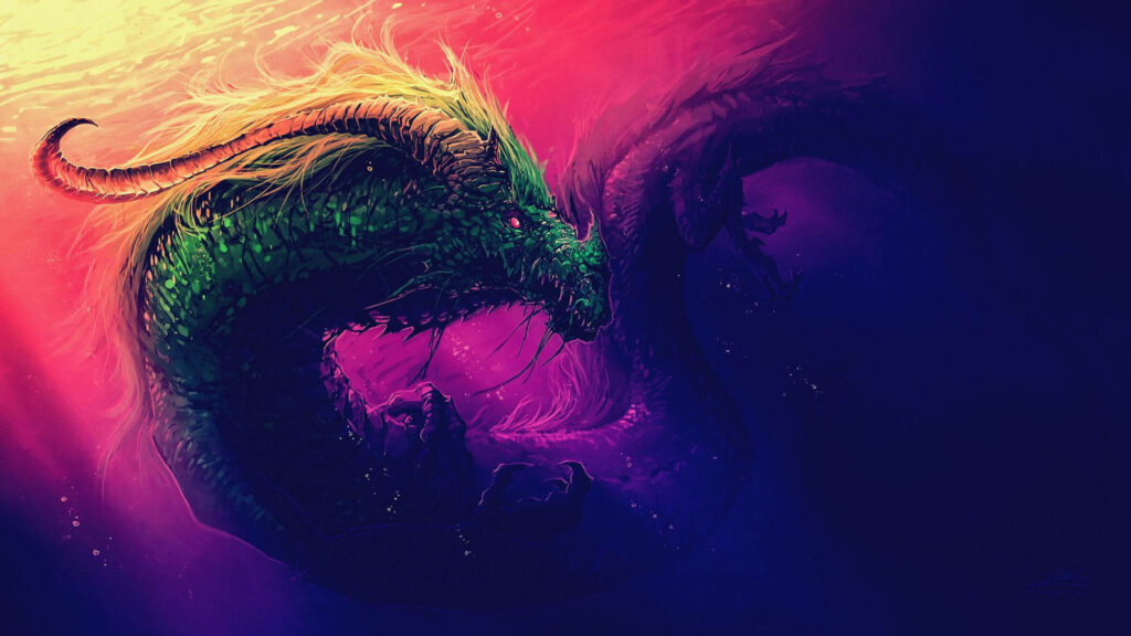 Enchanting Depths: Majestic Dragon Ventures into a Vibrant Underwater Wonderland - 4K Ultra HD Windows Background Wallpaper