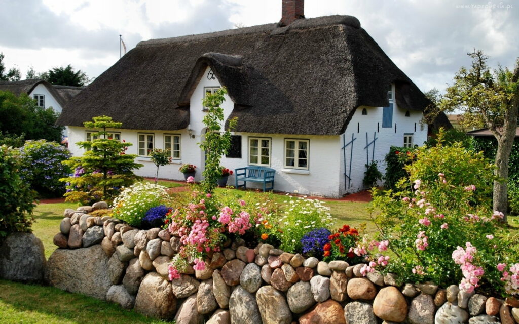 A Serene English Retreat: Captivating Stone-Walled House Amidst Lush Gardens - HD Wallpaper
