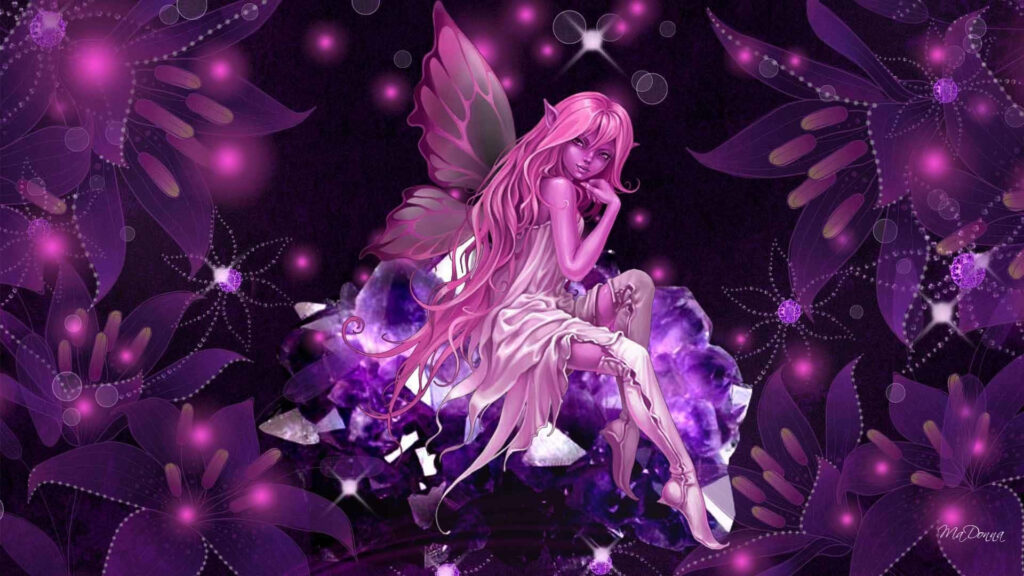 Enchanting Fairy Wallpaper: Whimsical Purple & Pink Fairycore Design