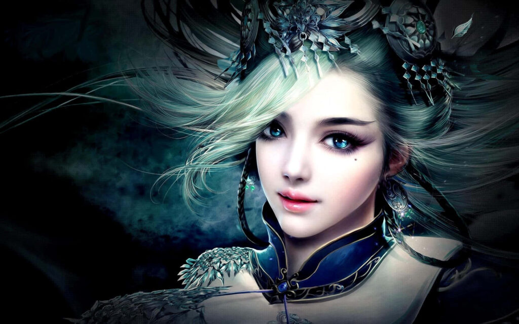Enchanting Fantasy Character Wallpaper with Luminous Eyes & Dark Background