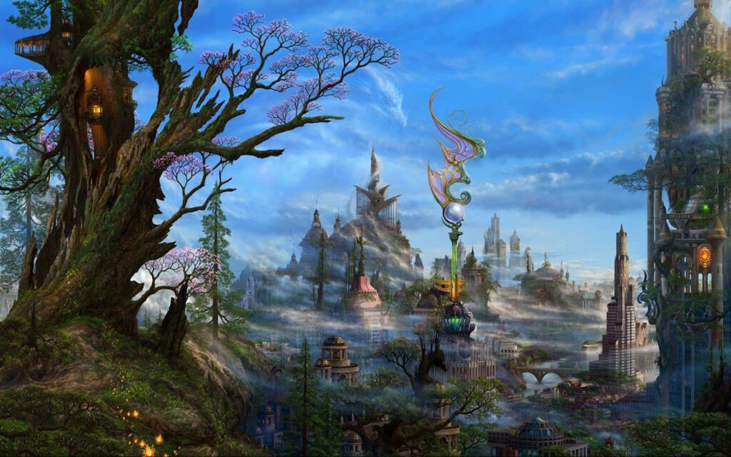 Majestic Dragon & Enchanted Landscape Wallpaper for a Fantasy Background
