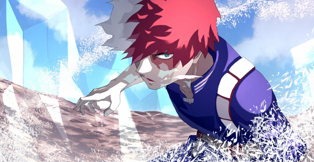 Fiery and Icy Clash: Shoto Todoroki Takes Center Stage in Stunning 4K Wallpaper