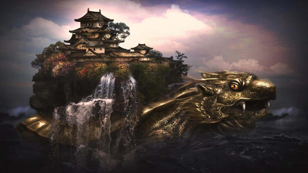 Enchanting Floating Islands Wallpaper with Castle & Dragon - Fantasy Background