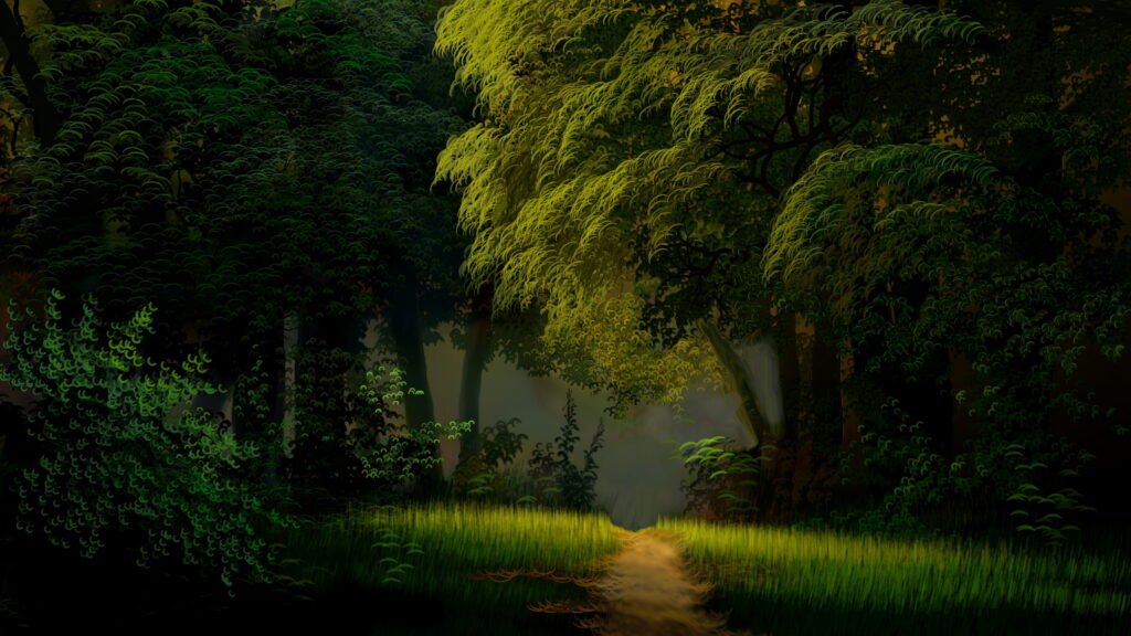 Enchanted Forest Path: A Dreamy 4K Wallpaper Background Photo
