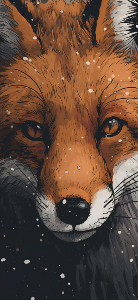 Enchanting Mystical Fox Portrait with Snowfall Wallpaper