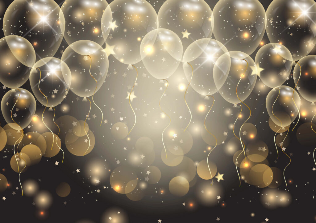 Enchanting Golden Balloon Wallpaper for Festive Celebrations