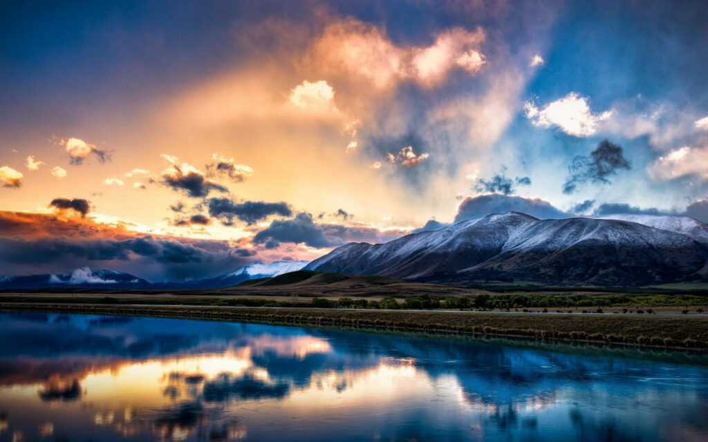 Scenic Splendor: Majestic View of New Zealand's Breathtaking Lake Landscape in HDR - A Cool and Gorgeous HD Wallpaper Background Photo