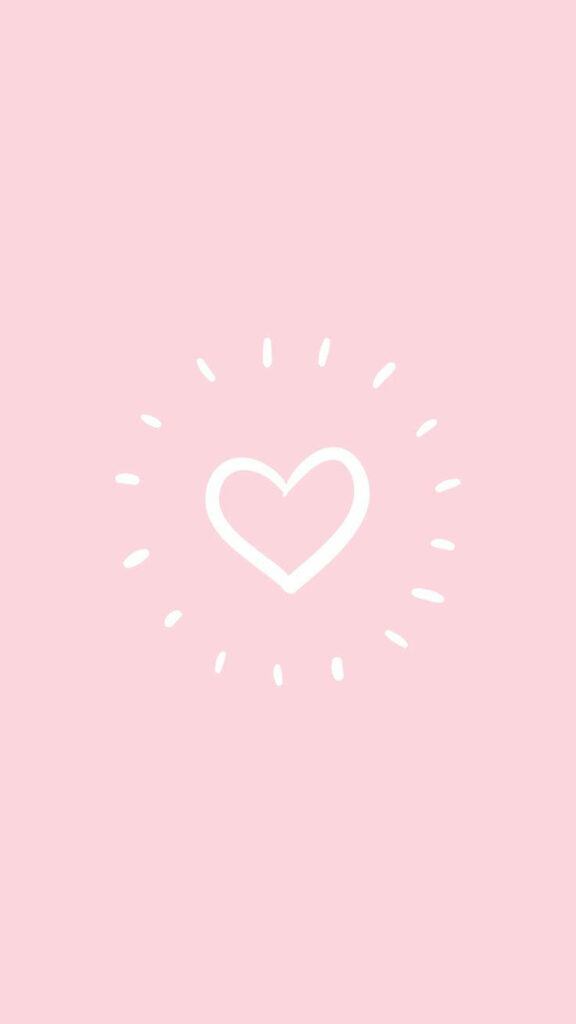 Girly Glamour: Illuminated White Heart Shines amidst Pink Phone Chicness Wallpaper