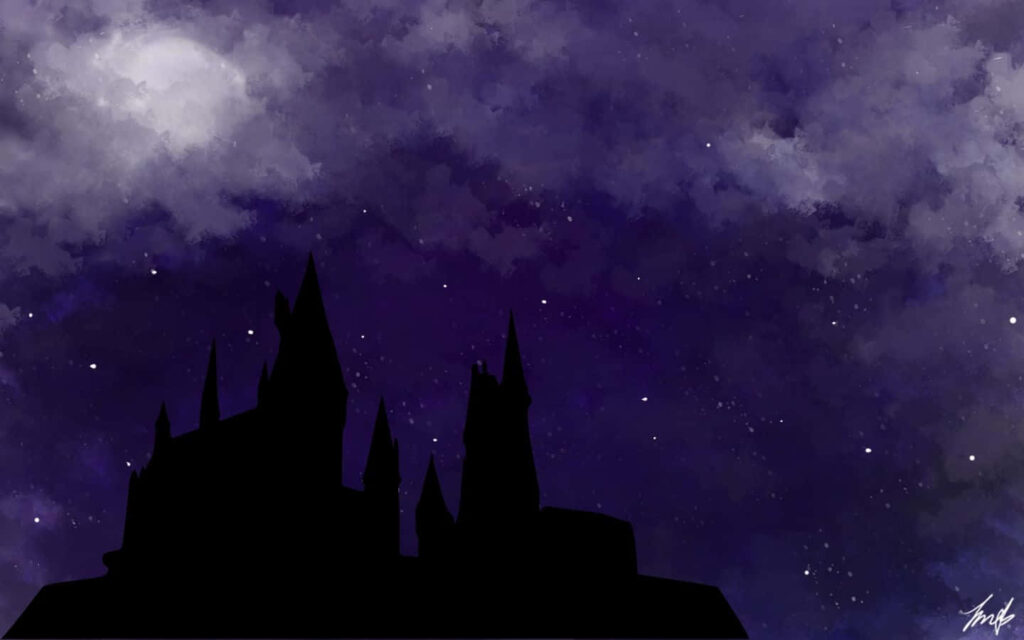 Magical Hogwarts Nighttime Wallpaper for Harry Potter Fans