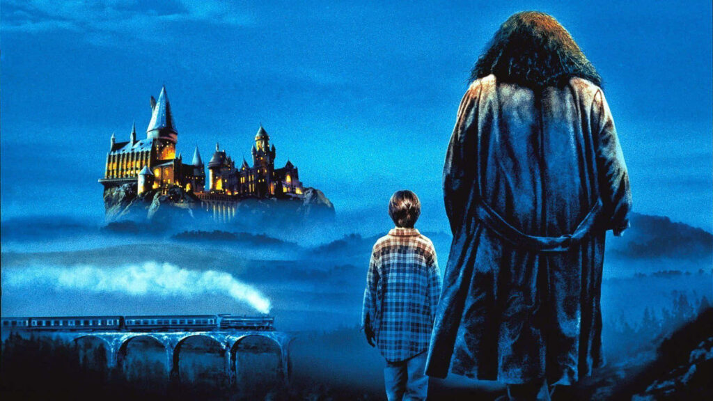 Magical Hogwarts Wallpaper: Harry & Hagrid in Enchanting Scene