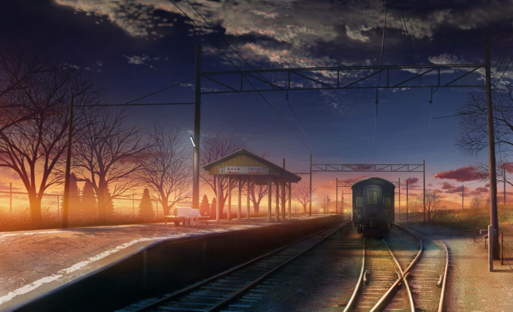 Majestic Voyage: A Captivating Train Embraces a Mesmerizing Celestial Landscape Wallpaper