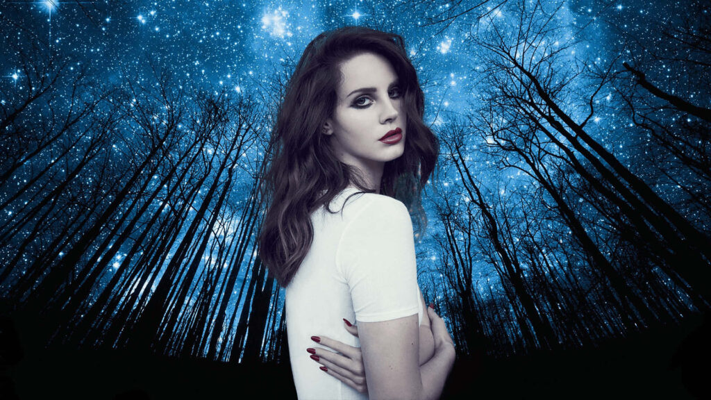 Lana Del Rey Wallpaper: Dreamy Forest Under Starry Night Sky