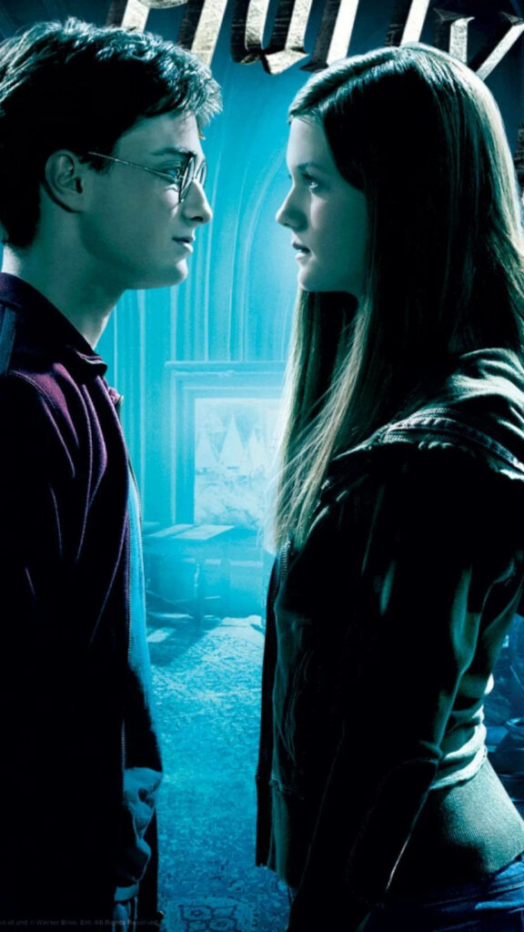 Captivating Love: Ginny and Harry Locking Eyes in Magical Harmony - Harry Potter iPhone Wallpaper