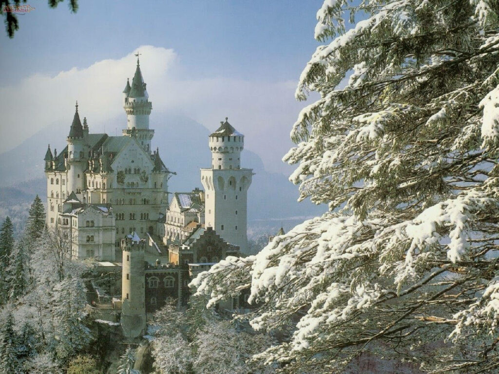 Enchanting Neuschwanstein Castle Winter Wallpaper Background