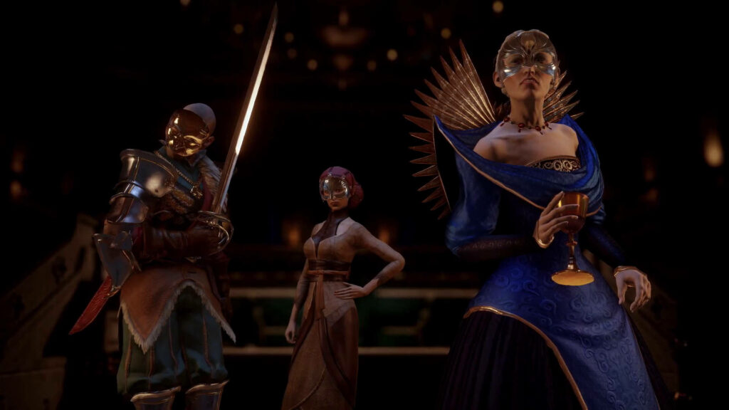 Dragon Age: Inquisition Characters in Epic Fantasy Setting Wallpaper