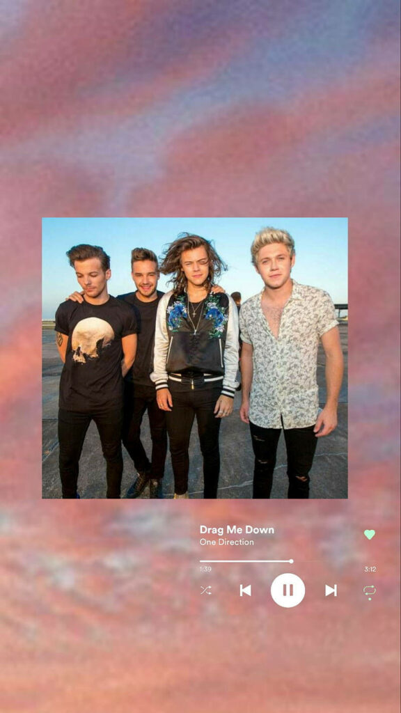 Aesthetically Pleasing One Direction Music Player Wallpaper: Immersed in the Enchantment of 'Drag Me Down' Melody