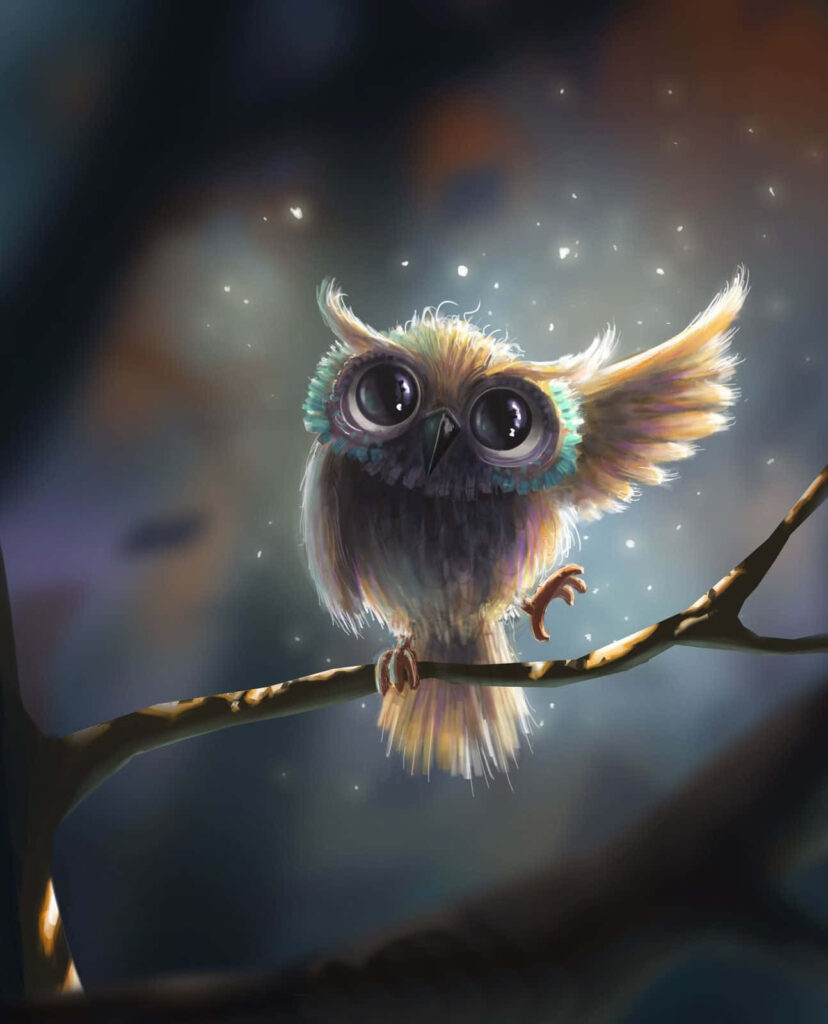 Enchanting Owl Wallpaper: Magical Forest Background with Adorable Owl