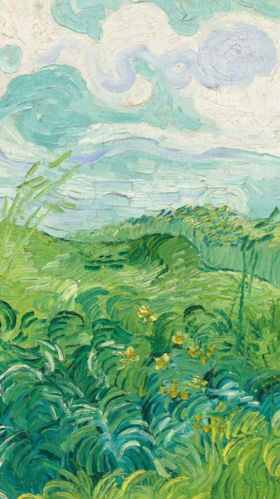 Serene Landscape: A Pastel Green Haven of the Grassy Field Wallpaper