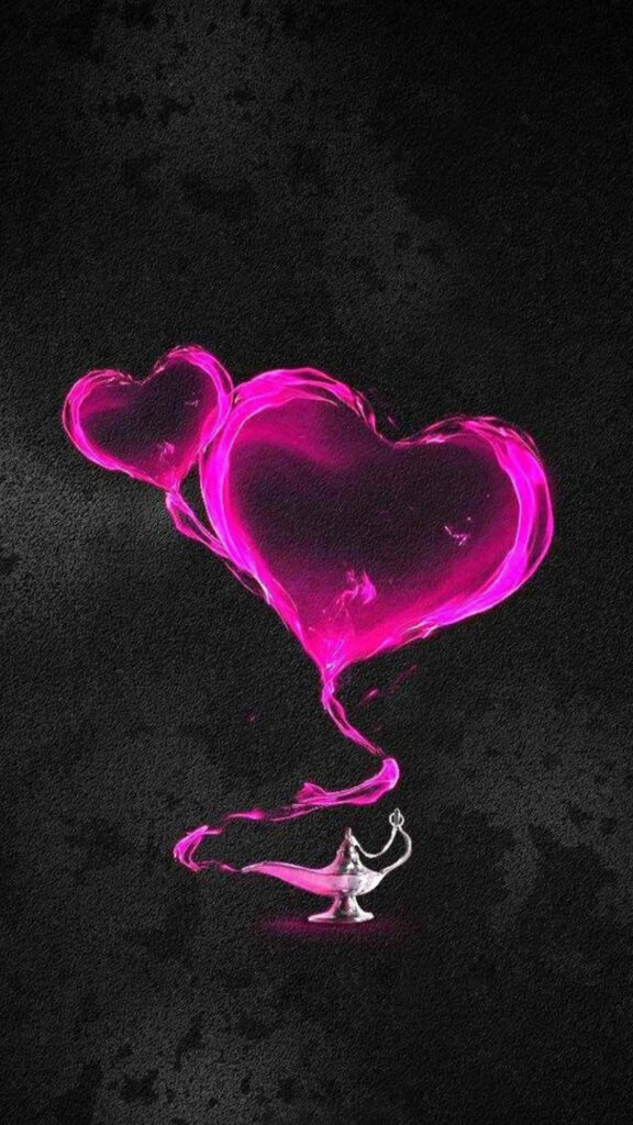 Enchanting Pink Heart Smoke from Magic Lamp Wallpaper Background