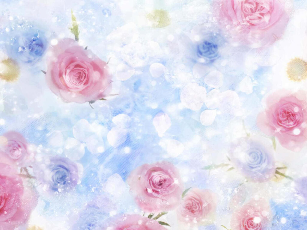 Serene Pink and Blue Flower Wallpaper: Dreamy Nature Background