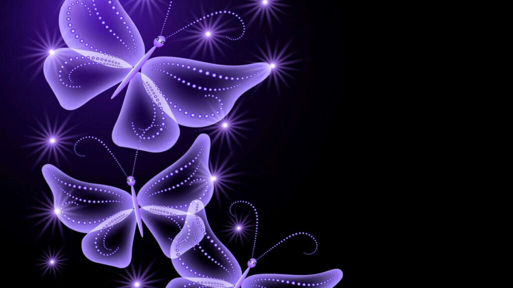 Glowing Purple Butterflies Wallpaper - Enchanting Dark Aesthetic