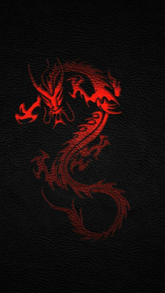 Red Dragon Digital Art for iPhone Screens, Encased in a Dark Backdrop Wallpaper