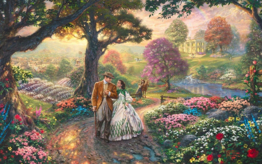 Romantic Rhett & Scarlett Animated Wallpaper: Fantasy Landscape Beauty