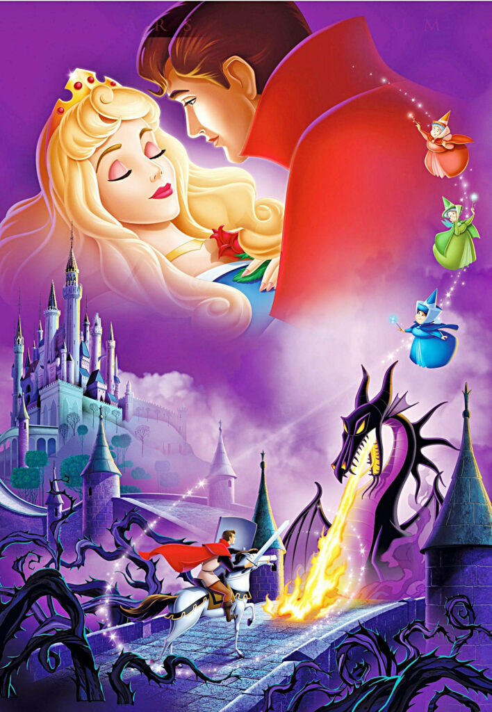 The Enchanting Slumber: Aurora, the Disney Princess in Sleep, Awaits Her Prince for True Love's Kiss Wallpaper