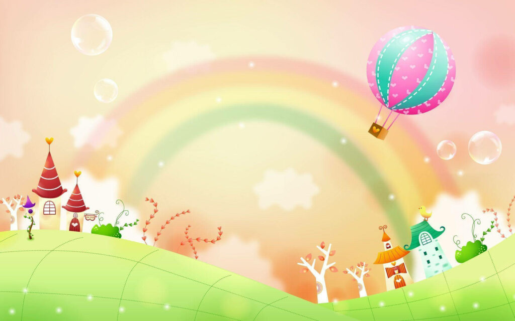 Enchanting Spring Delight: A Rainbow-Infused Wonderland for Your Adorable Desktop Background Wallpaper