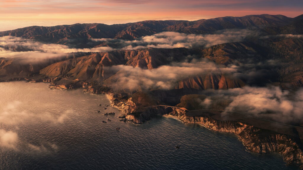 Golden Horizon at macOS Big Sur: Apple's Breathtaking Sunset Delights - Captivating HD Wallpaper from October 2020 Event