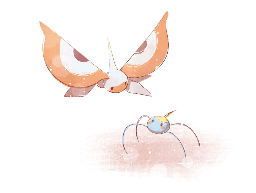Enchanting Surskit & Masquerain Wallpaper: Serene Pokémon Art