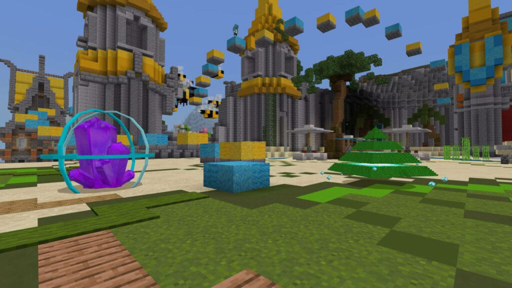 Serene Landscape: Lifeboat Server Network's Towered Meadow in Minecraft - HD Minecraft Wallpaper
