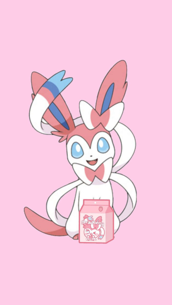 Enchantingly Adorable: A Delightful Sylveon Pokémon Captured in a Captivating Background Wallpaper